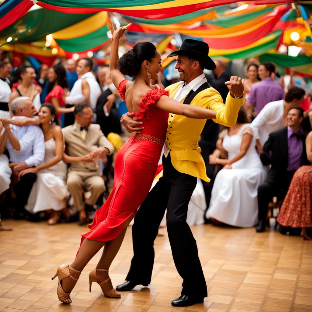 Colombian couple dancing salsa