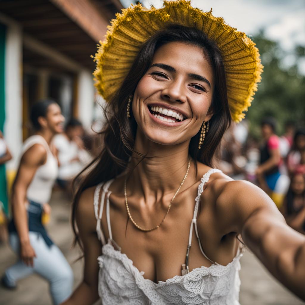 Imagen of a Colombian woman smiling and dancing