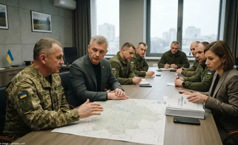 Yevhenii Khmara at a Ukrainian government meeting as the new defense minister.