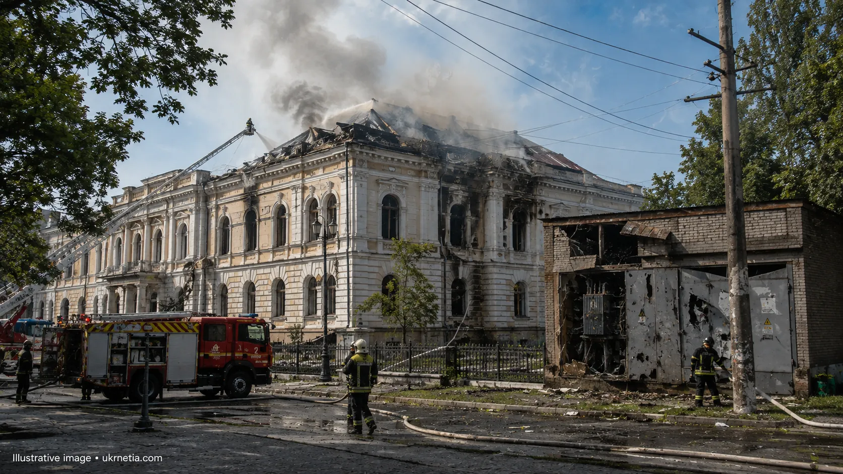 Kherson Regional Art Museum damaged after a Russian FPV drone attack.