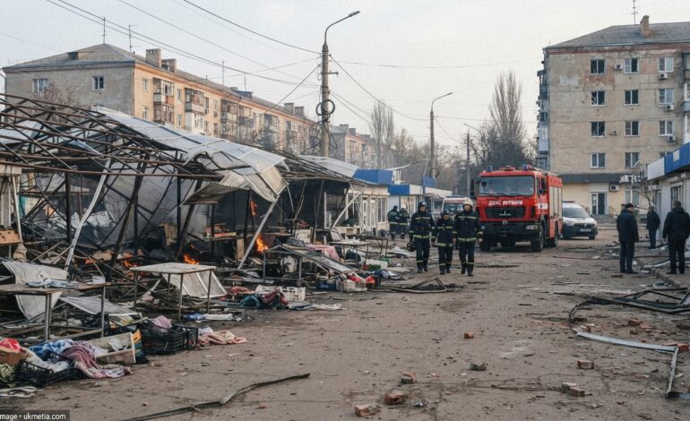 Russian Drone Attack Hits Market in Kherson, Injuring Five