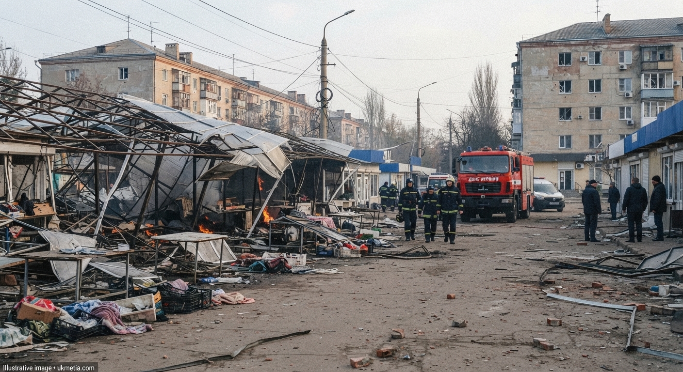 Russian Drone Attack Hits Market in Kherson, Injuring Five