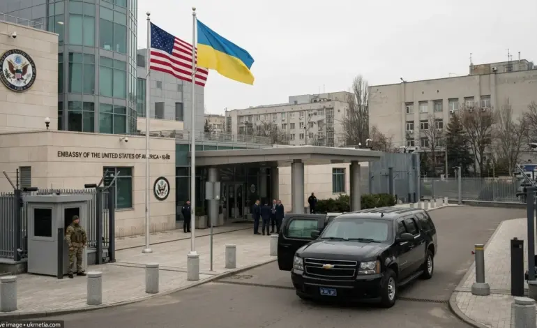 U.S. Embassy in Kyiv as a new American chargé d'affaires begins his mission in Ukraine.