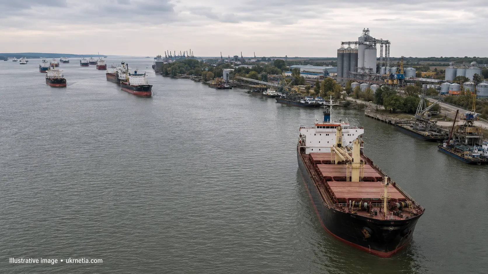 Up to 70 Ships Wait on the Danube as Ukraine’s Grain Exports Face New Delays