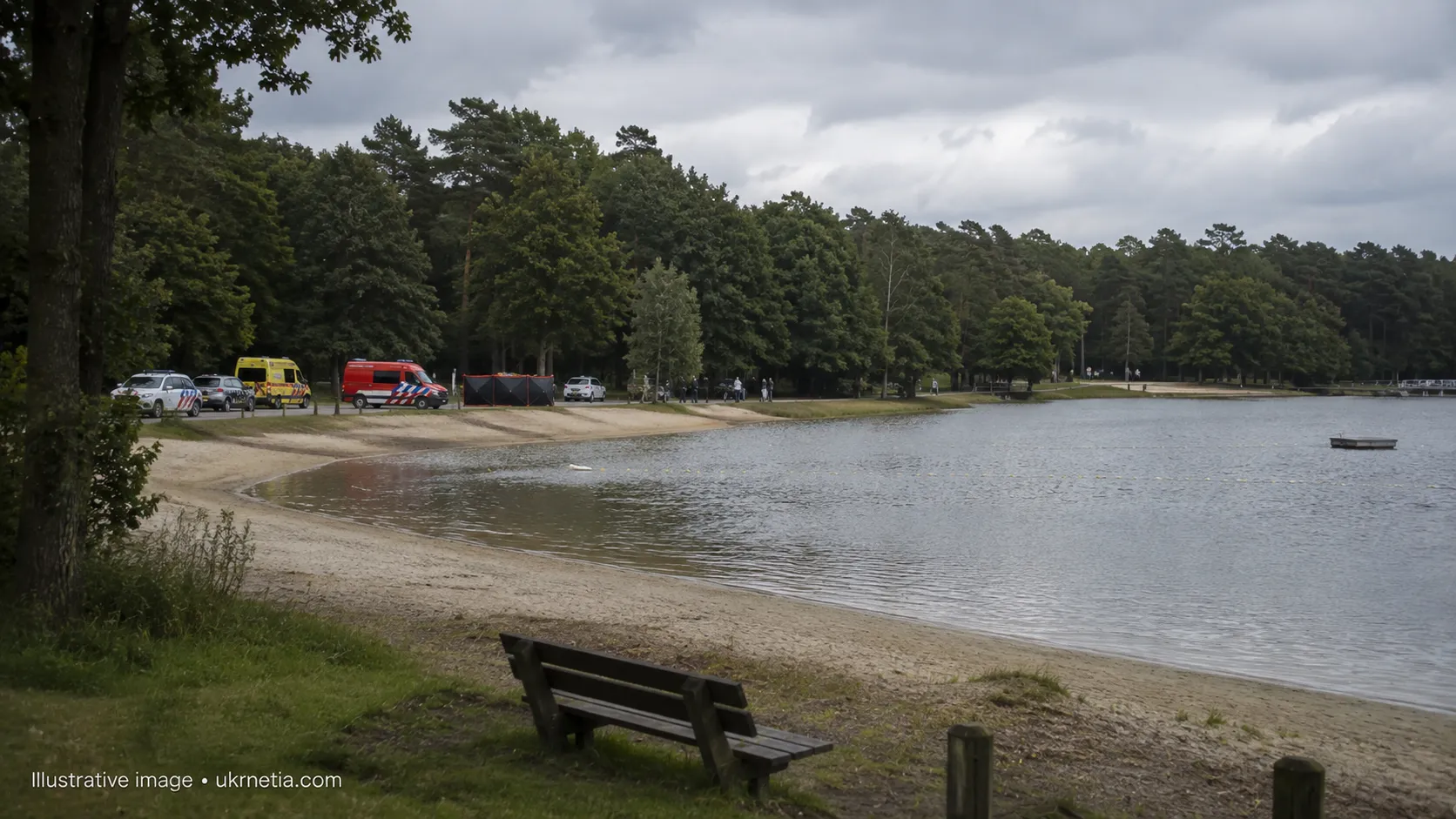 Zandenplas lake near Nunspeet in the Netherlands after a fatal drowning involving two Ukrainian teenagers.