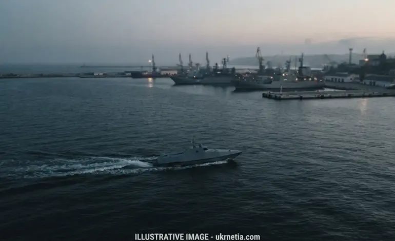Ukrainian naval drone targeting Russian vessels in the Black Sea
